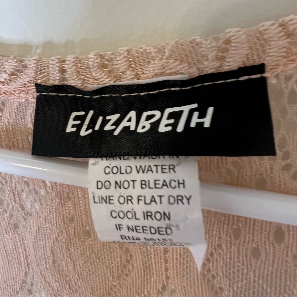 2/$30 Elizabeth - Pink Lace Short Sleeve Open Front Kimono Size M - Picture 3 of 5